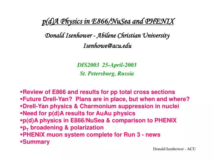 p d a physics in e866 nusea and phenix