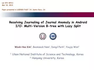 Resolving Journaling of Journal Anomaly in Android I/O: Multi-Version B-tree with Lazy Split