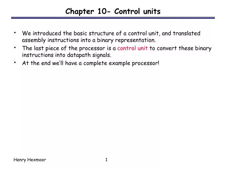 chapter 10 control units