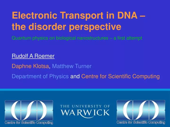 electronic transport in dna the disorder perspective