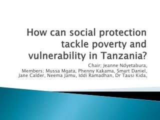How can social protection tackle poverty and vulnerability in Tanzania?