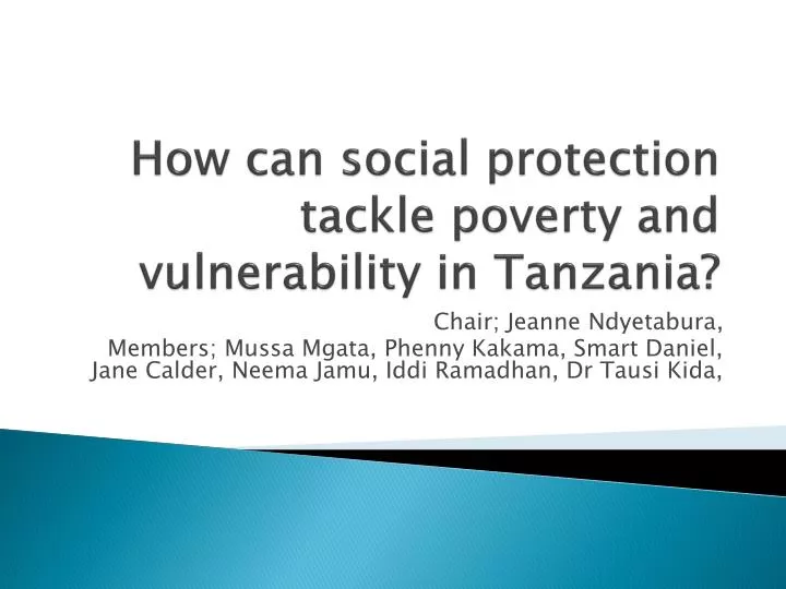 how can social protection tackle poverty and vulnerability in tanzania