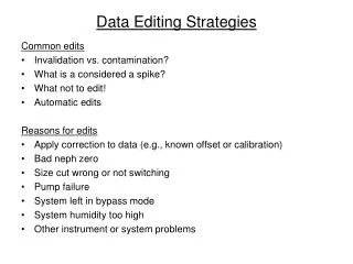 Data Editing Strategies