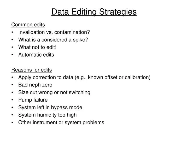 data editing strategies