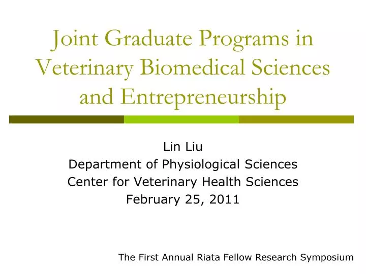 joint graduate programs in veterinary biomedical sciences and entrepreneurship