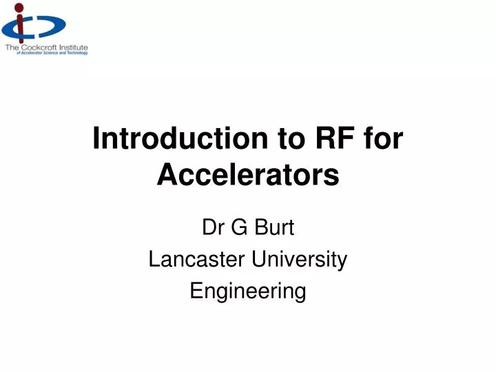 introduction to rf for accelerators
