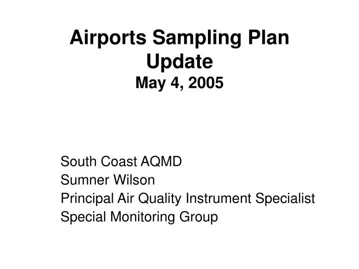 airports sampling plan update may 4 2005