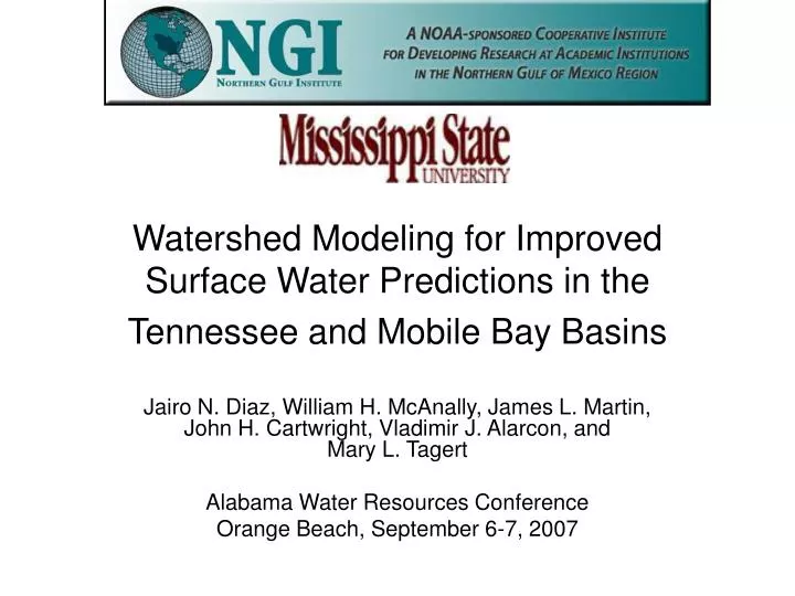 watershed modeling for improved surface water predictions in the tennessee and mobile bay basins