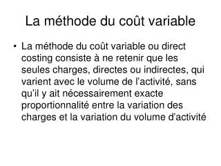 la m thode du co t variable