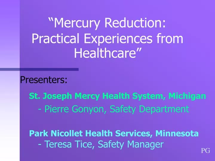 mercury reduction practical experiences from healthcare
