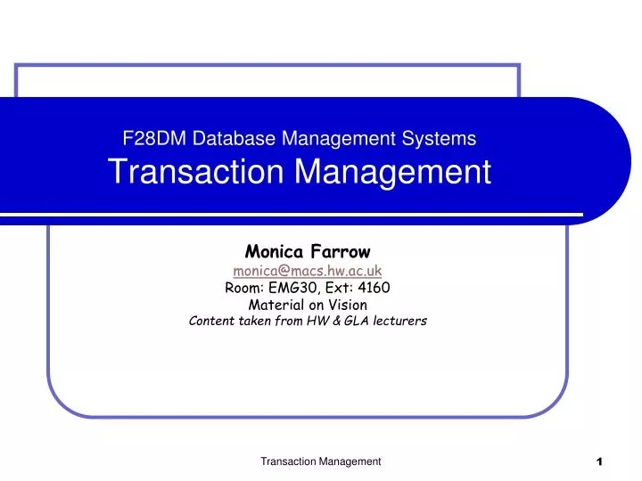 f28dm database management systems transaction management