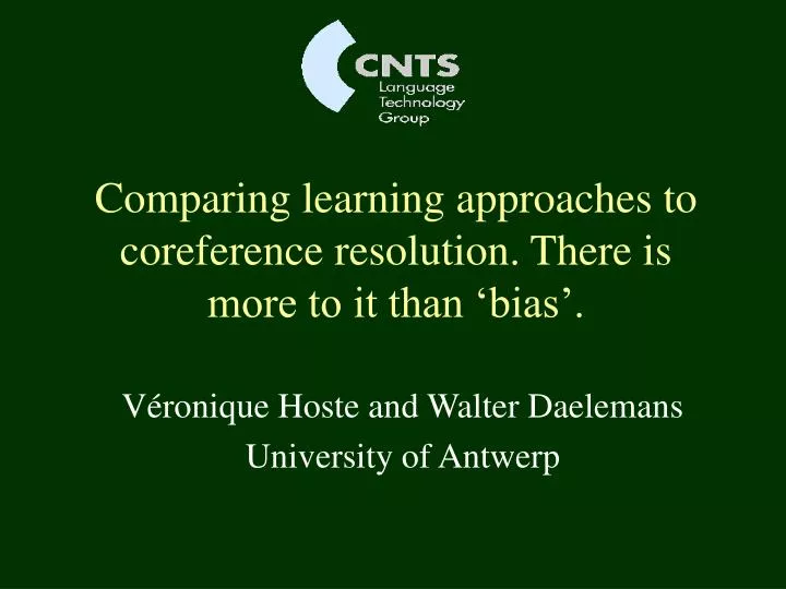 comparing learning approaches to coreference resolution there is more to it than bias