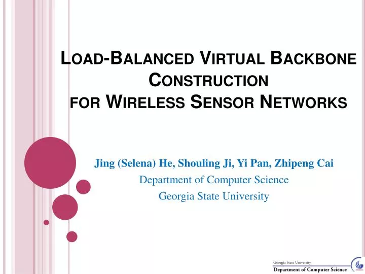 load balanced virtual backbone construction for wireless sensor networks