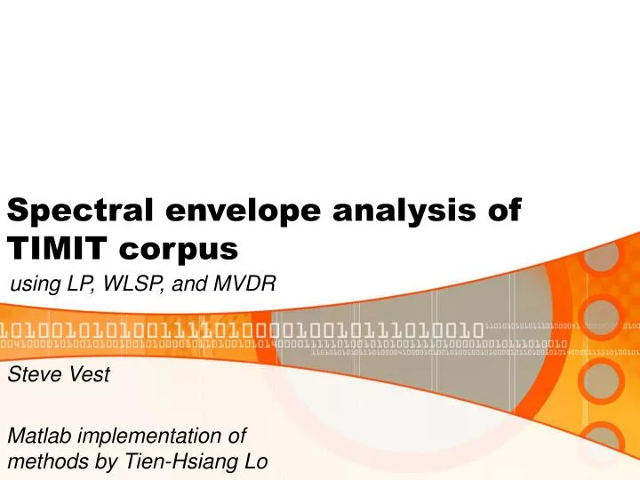 spectral envelope analysis of timit corpus