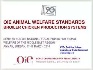 OIE Animal welfare standards broiler chicken production systems