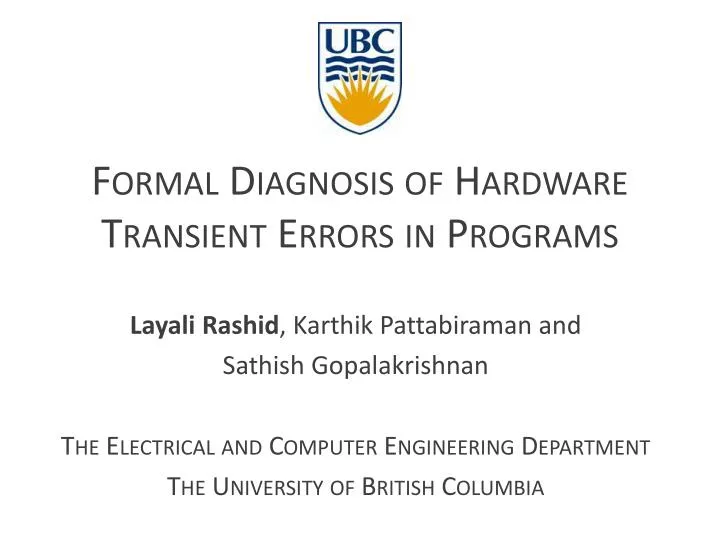formal diagnosis of hardware transient errors in programs