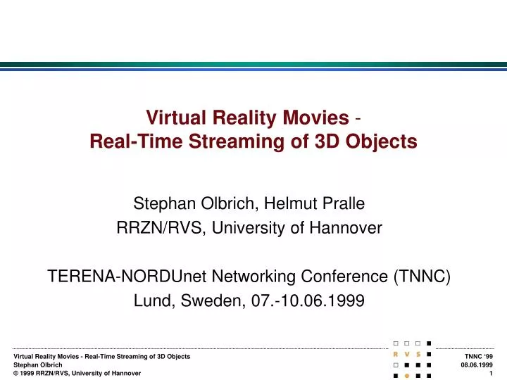 virtual reality movies real time streaming of 3d objects