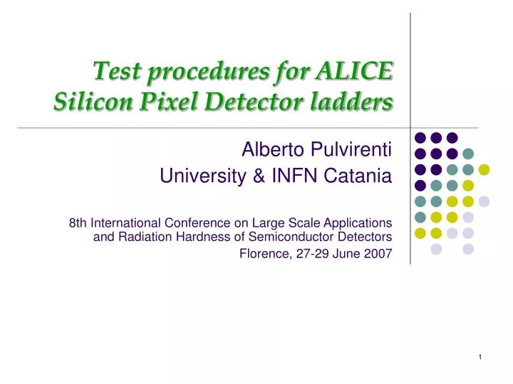 test procedures for alice silicon pixel detector ladders