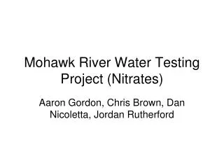 Mohawk River Water Testing Project (Nitrates)
