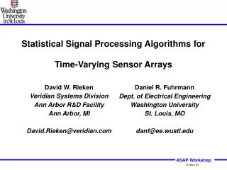 Statistical Signal Processing Algorithms for Time-Varying Sensor Arrays