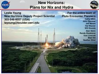 New Horizons: Plans for Nix and Hydra