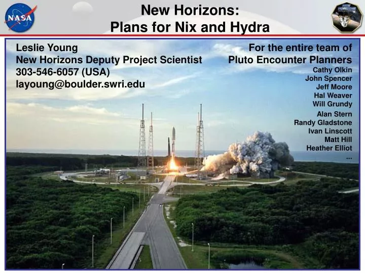 new horizons plans for nix and hydra