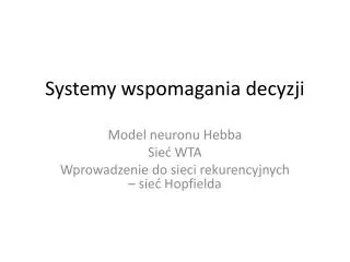systemy wspomagania decyzji