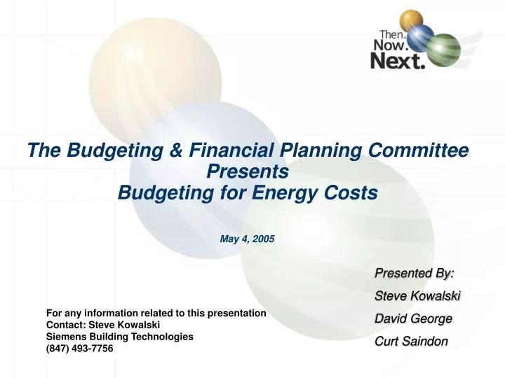 the budgeting financial planning committee presents budgeting for energy costs may 4 2005