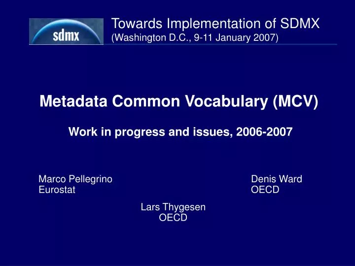 metadata common vocabulary mcv work in progress and issues 2006 2007