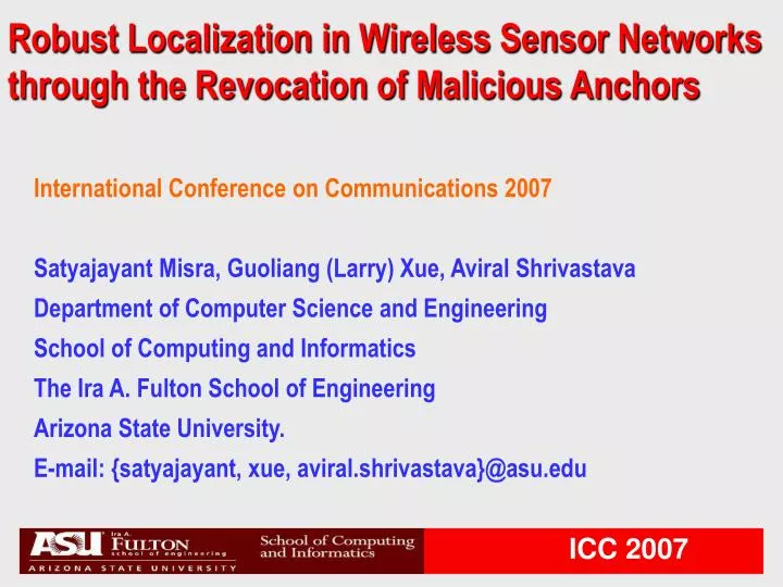 robust localization in wireless sensor networks through the revocation of malicious anchors
