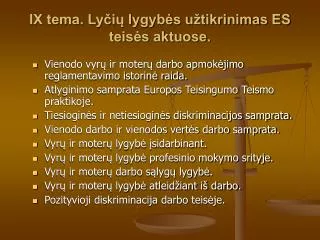 ix tema ly i lygyb s u tikrinimas es teis s aktuose
