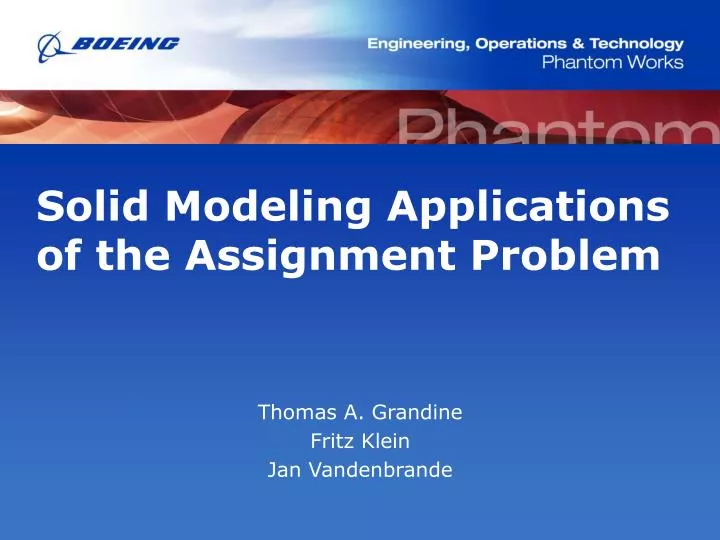 solid modeling applications of the assignment problem