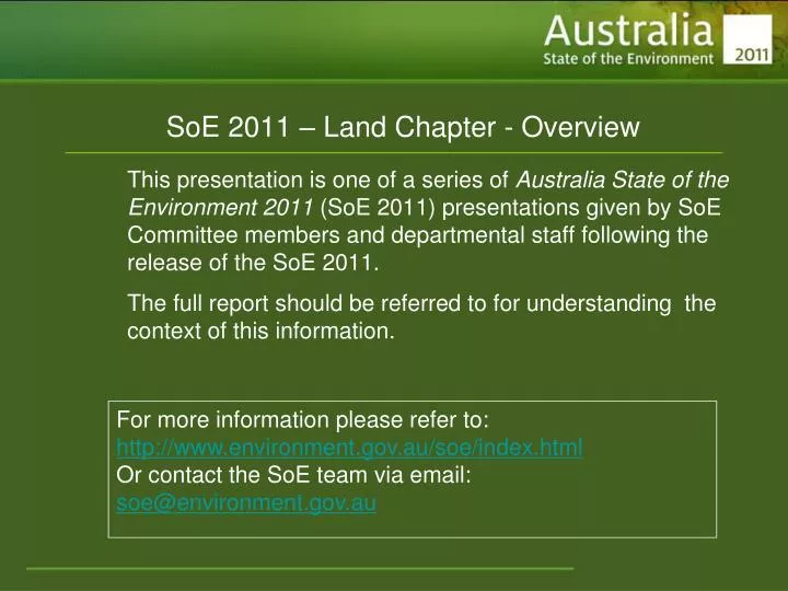 soe 2011 land chapter overview