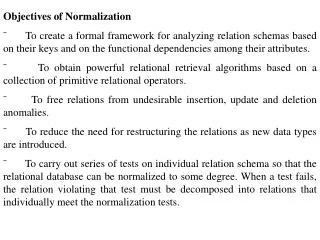 Objectives of Normalization