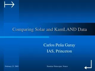 Comparing Solar and KamLAND Data