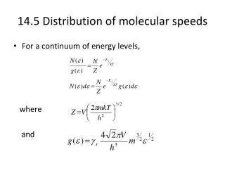 14.5 Distribution of molecular speeds