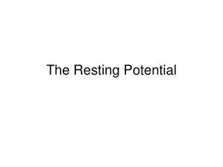 The Resting Potential