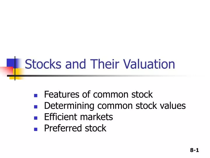 stocks and their valuation