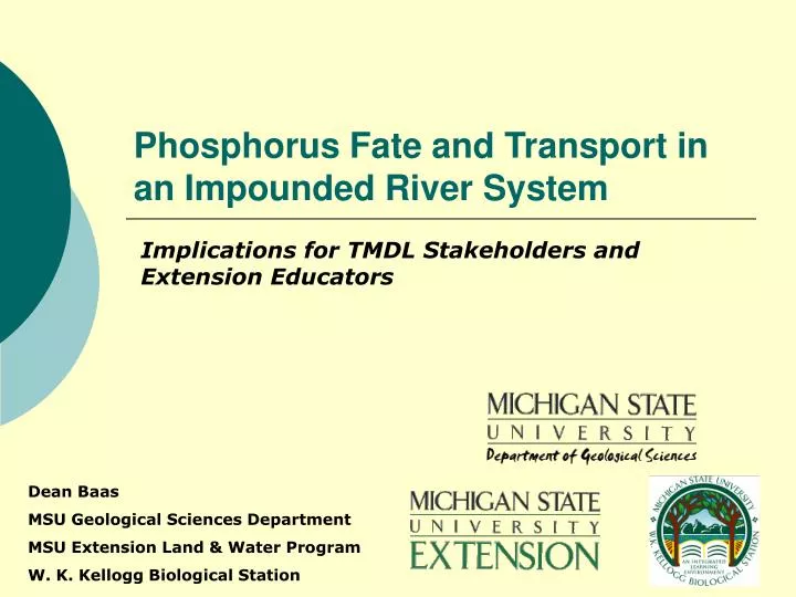 phosphorus fate and transport in an impounded river system