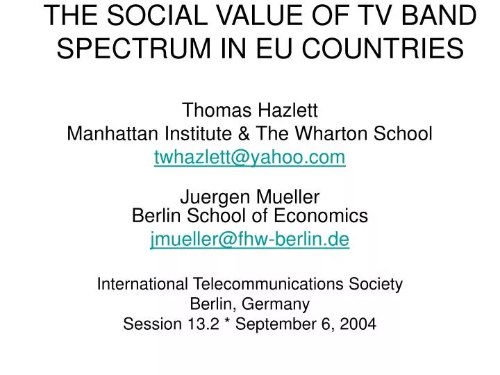 the social value of tv band spectrum in eu countries