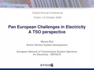 Pan European Challenges in Electricity A TSO perspective