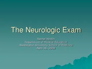The Neurologic Exam