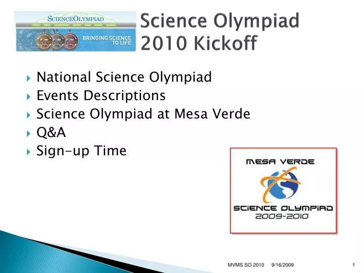 science olympiad 2010 kickoff