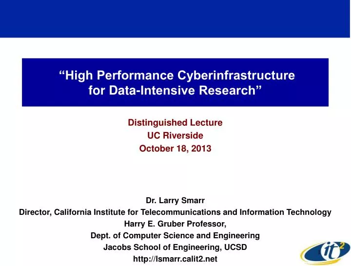 high performance cyberinfrastructure for data intensive research