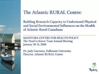Why Rural is Important: Romanow Report, 2002 (citing Statistics Canada)