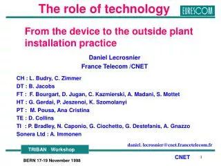 From the device to the outside plant installation practice Daniel Lecrosnier