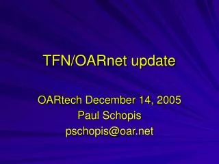 TFN/OARnet update
