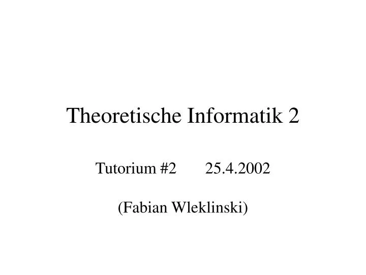 theoretische informatik 2