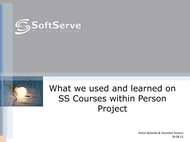 what we used and learned on ss courses within person project
