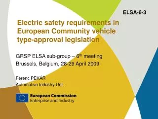 Electric safety requirements in European Community vehicle type-approval legislation